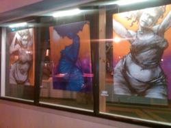 Newly beautified abandoned storefronts in Oakland lit with LEDs.